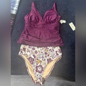 Elegant Purple Floral Women's Takini Set